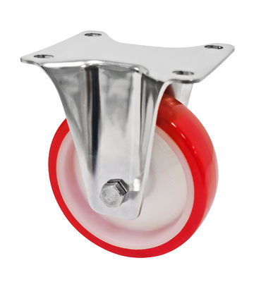 Bianco rosso PU 5 pollici 125 mm ruote di ricino, ruote di carrello di ricino industriale