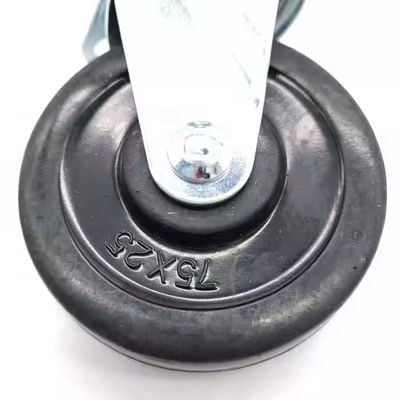 Ruote a rotazione leggere nere ruote a rotazione di gomma da 3 pollici ruote a rotazione 75 mm funzionano senza intoppi