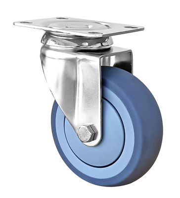 Ruote di ricino blu TPR di peso medio 100-150 kg Ruote di ricino in acciaio inossidabile