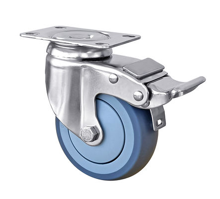 Ruote di ricino blu TPR di peso medio 100-150 kg Ruote di ricino in acciaio inossidabile