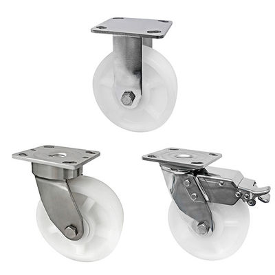 Bianco PA Caster 304 in acciaio inossidabile ruote di carica pesante 400KG-600KG capacità di carico