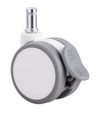 2.5 pollici Bianco Silenzioso Rotelle Gemelle Con Piastra Superiore / Freno Singolo