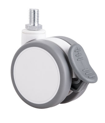2.5 pollici Bianco Silenzioso Rotelle Gemelle Con Piastra Superiore / Freno Singolo
