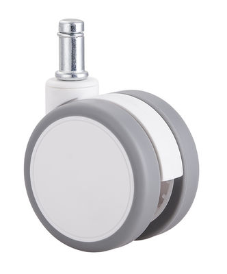 2.5 pollici Bianco Silenzioso Rotelle Gemelle Con Piastra Superiore / Freno Singolo