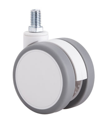 2.5 pollici Bianco Silenzioso Rotelle Gemelle Con Piastra Superiore / Freno Singolo