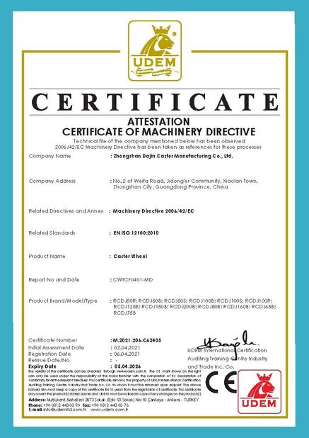 Porcellana Zhongshan Xiaolan Elephant Casters Products Factory Certificazioni
