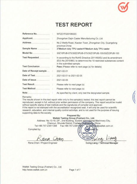 Porcellana Zhongshan Xiaolan Elephant Casters Products Factory Certificazioni